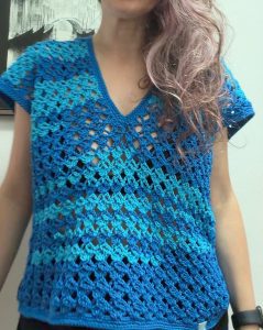 Maglia traforata ocean blue