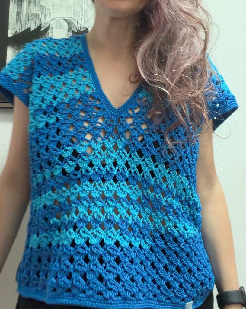 Maglia traforata ocean blue